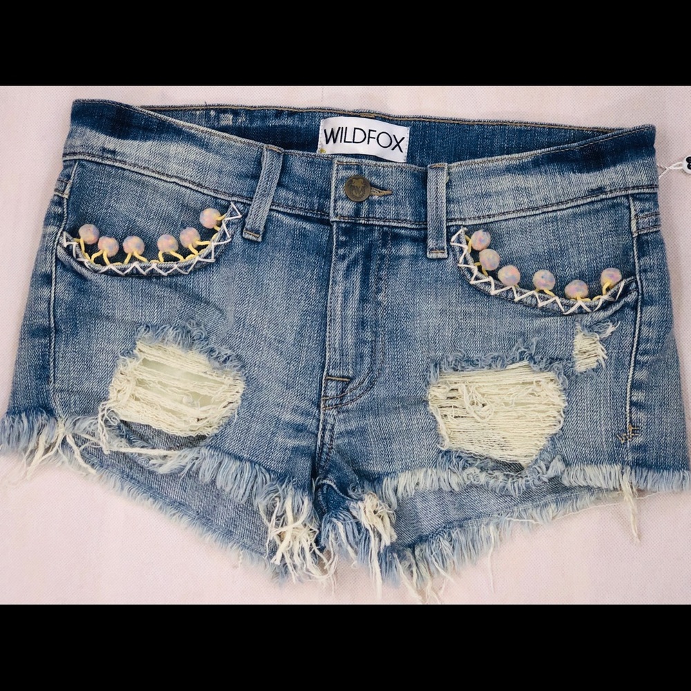 Wildfox denim shorts with tassels
